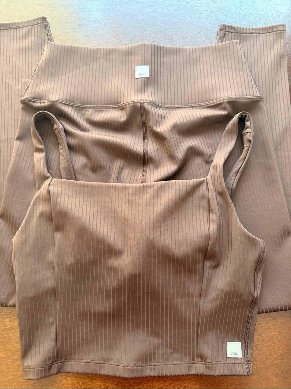 Vuori Ribbed Tank and Leggings Set in Brown - Picture 2 of 4
